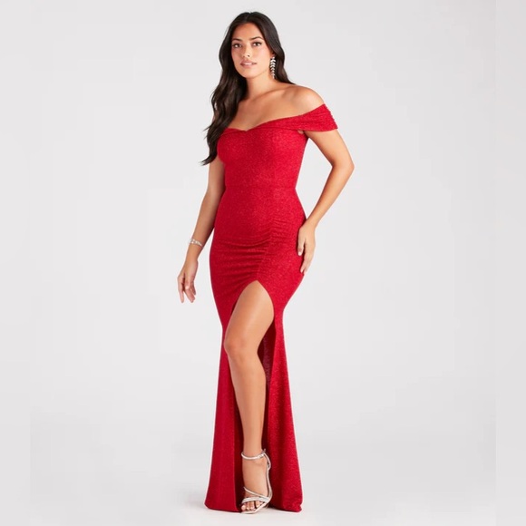 Meryl Formal Glitter Long Dress size XS red glitter prom dress Windsor - Picture 3 of 3